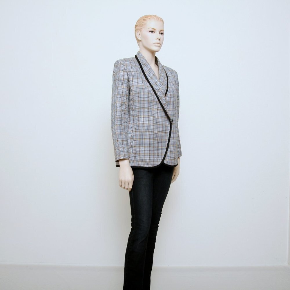 Synergy Houndstooth Plaid Blazer with Padded Shoulder